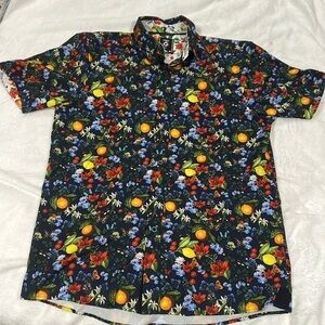 Fried Denim Slim Fit Men’s Button Up Floral Shirt Sz L